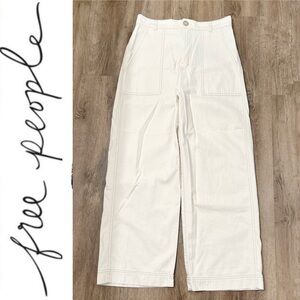 Free People Wide Leg Buckle‎ Strap In Back High Waist Pant